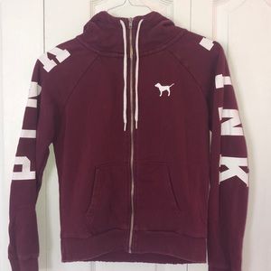 Maroon Victoria Secret PINK Zip-up Hoodie